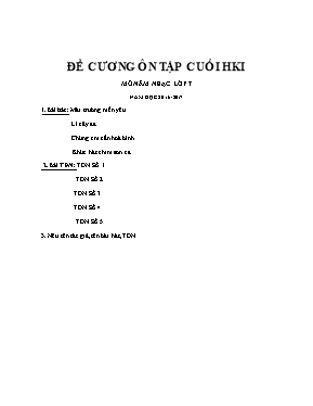 Đề cương ôn tập học kì I Âm nhạc lớp 7 - Năm học 2016-2017